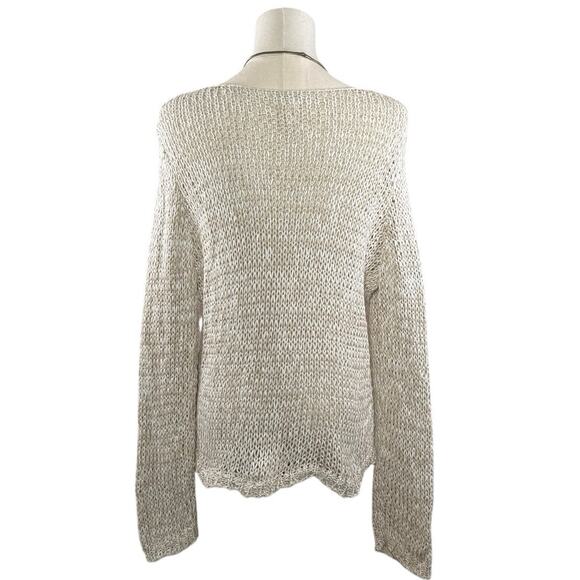 Eileen Fisher Organic Cotton Open Knit Pullover Sweater Top Neutral Boho | M - Picture 2 of 9